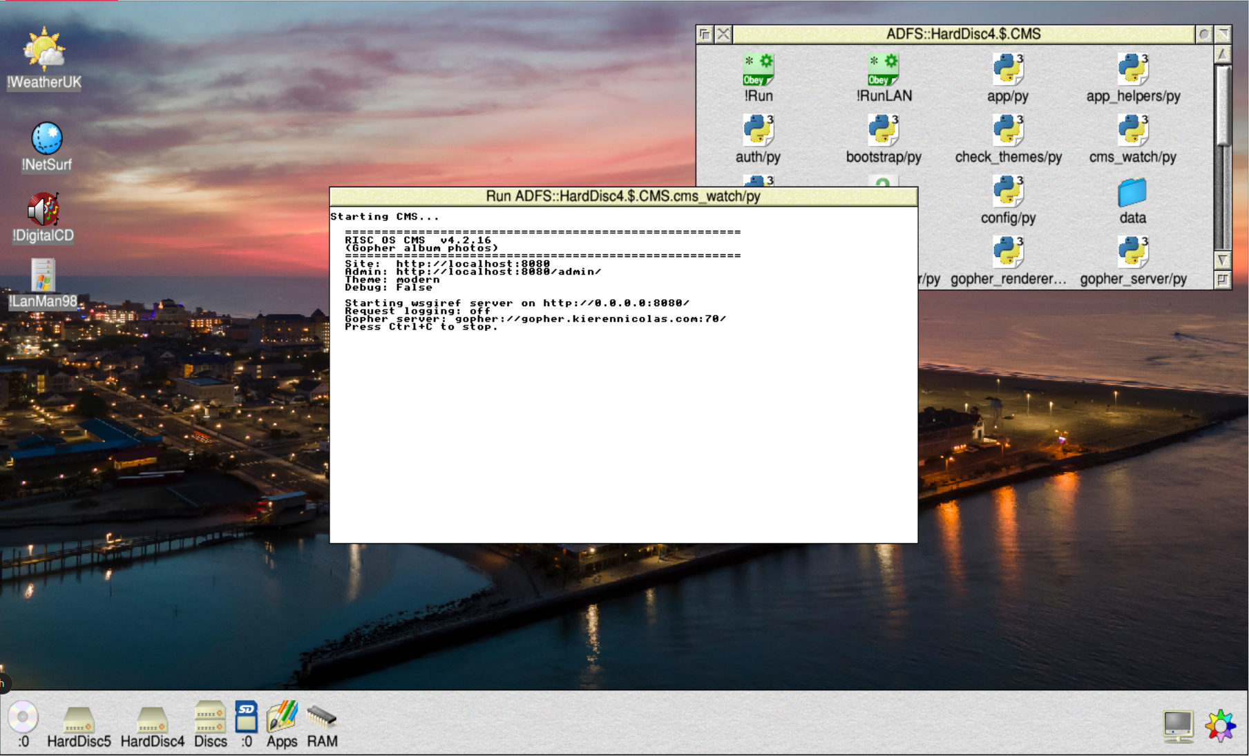 Screenshot of RISCOS CMS backend in action